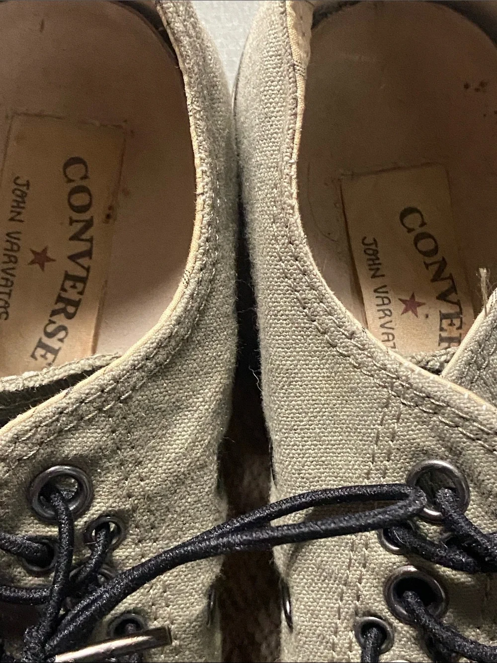 John Varvatos RARE Multi Eyelets OXO Sage Canvas Low Top Sneakers Black Laces